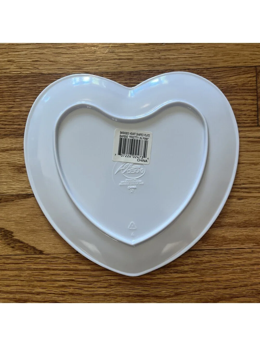 Vtg 90’s  Barbie Heart Shaped Plate & Bowl Set Pink Gingham Border Melamine